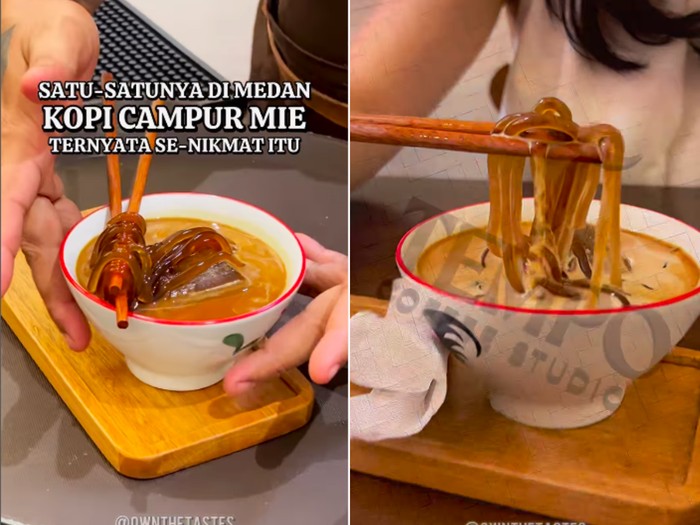 Unique! In Medan, There's Palm Sugar Milk Coffee Mixed with 'Noodles'
